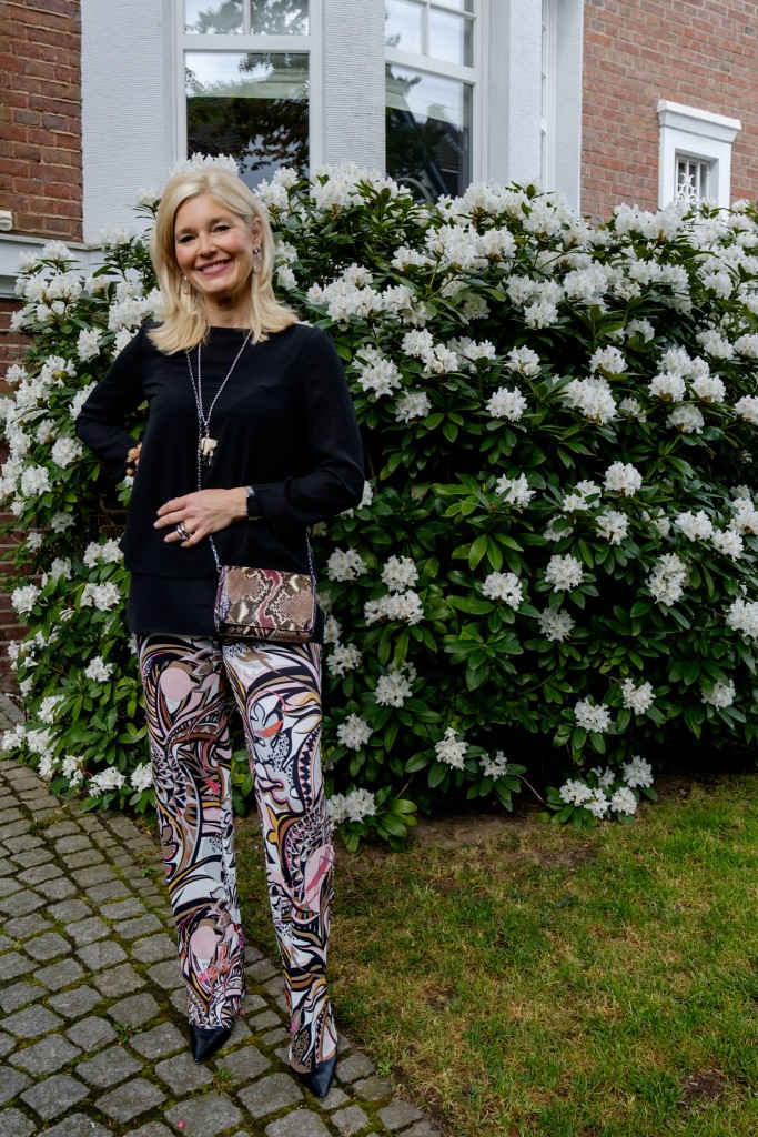 Pucci, gemusterte Hose, Jersey Hose, Abendoutfit, Abend Look, evening look, evening style, Modeblog, Fashion Blog, Fashionblog, Lieblingsstil