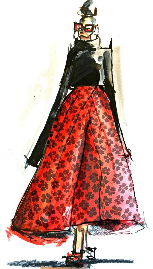 Anja Gockel Blumenrock print, Anja Gockel Zeichnung, Anja Gockel Fashion Illustration, Modeblog Lieblingsstil, Fashion Blog Lieblingsstil, Lieblingsstil.com,