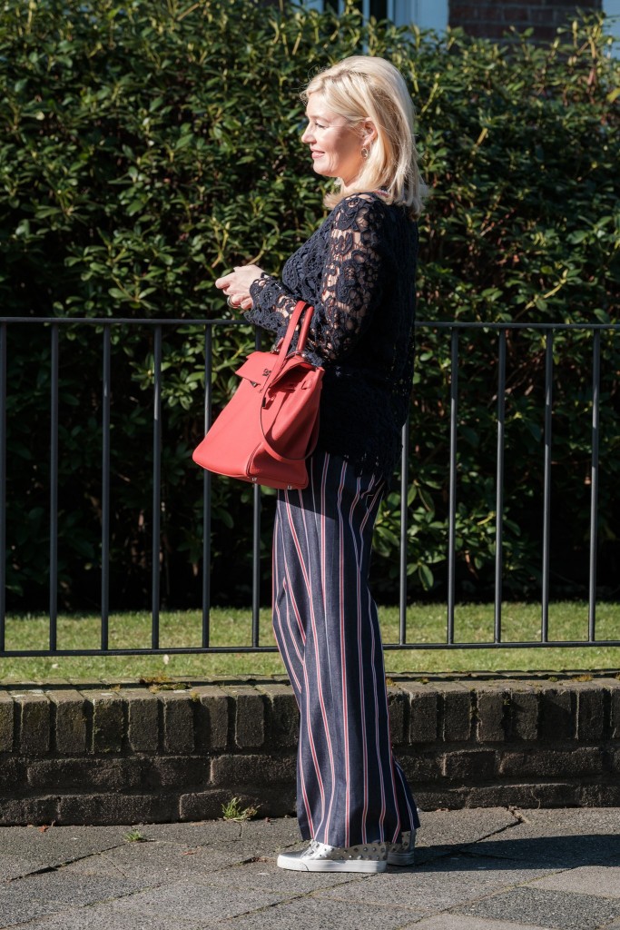 Sem Per Lei Bluse, Sem Per Lei Marine Hose, Marine Hose Sem Per Lei, weite Hose gestreift SemPerLei, Modeblog Lieblingsstil, Lieblingsstil.com,
