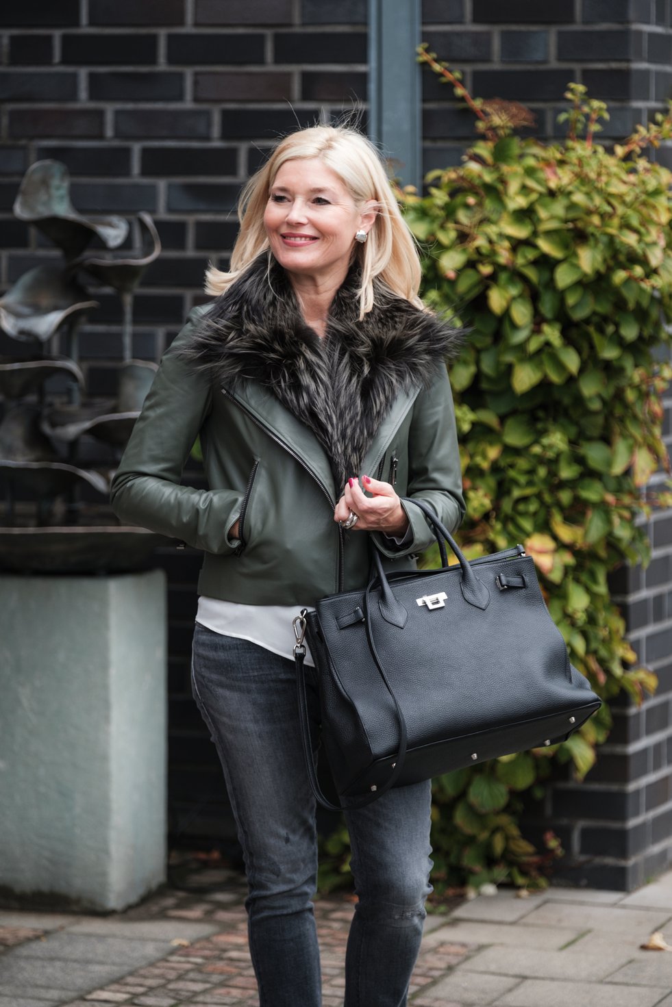 Hetkamp Mode, Jay Dazé Lederjacke grün, Jay Dazé leather jacket green, Unützer Tasche, Petra Dieners, Fashion-Blog, Lieblingsstil.com,